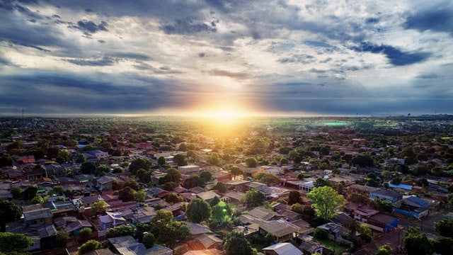 aerial view of a neighborhood