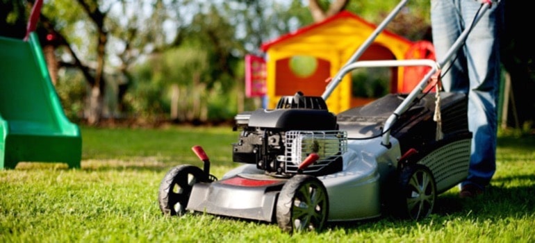 Man using a lawnmower