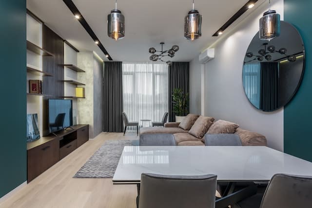 a well-lit living room